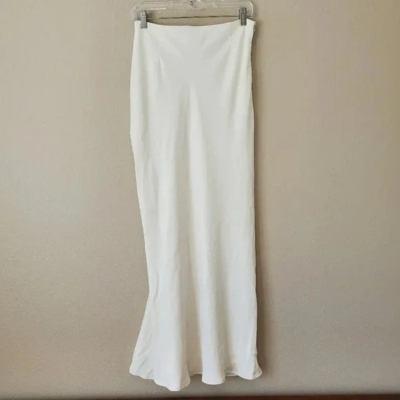 IRO Paris Hagat Shirred White Maxi Skirt with Slit Size 38 6 - Picture 10 of 15